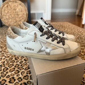 Golden Goose White and Gold Sneakers